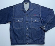 Iceberg Jeans Giacca Blu Denim Uomo Taglia 40 XXL Ricamato Insetti Coniglietto Camionista