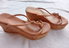 SANDALI ZEPPA "CHATULLE " SUGHERO E PELLE MADE IN ITALY T.36 H 7 CM (s48)