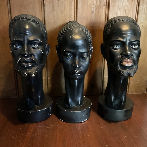 Scultura busto teste tribali