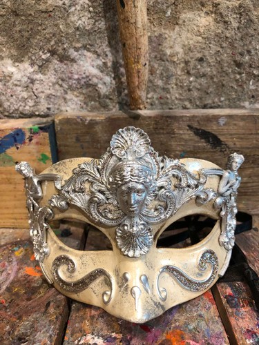 Eye mask veneziana bianca con