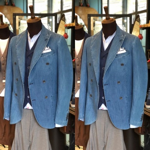 Tuta uomo denim blu pizzo