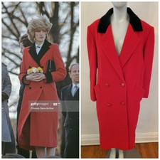 Trench cappotto lana rosso vintage anni 80 principessa Diana LESLIE FAY taglia 10 classico old money