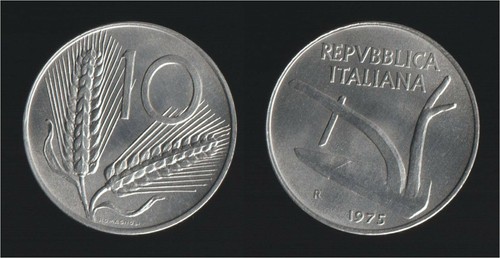 Lire 1975 spighe aratro - 1975,