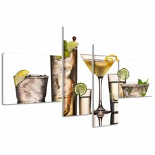 Quadro Moderno 200 x 100 cm Stampa su Tela Canvas 4 pz XXL Multi cocktail 