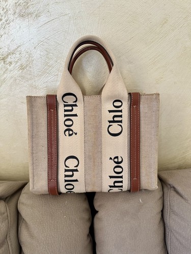 Chloe woody cotton handbag - chloe,