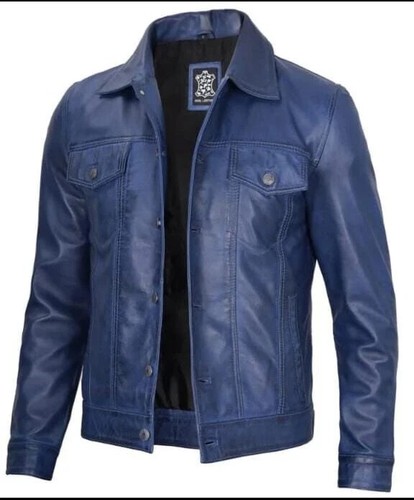 Men leather jacket - leather,