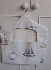 Borsa a pelo completamente foderata fatta a mano stampa barca/nautica con robusto gancio in legno