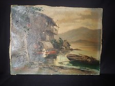 Quadro Dipinto Olio Su Tela Marina Firmato Difetti