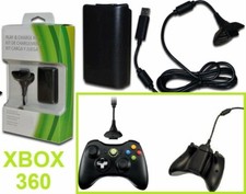 KIT PER XBOX 360 JOYSTICK CONTROLLER CAVO USB + BATTERIA RICARICABILE 1000 MAH