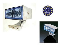  Faro anteriore squadrato square moto Harley custom naked omolog. vetro azzurro