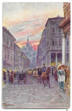 CARTOLINA DI MILANO ,CORSO VITTORIO EMANUELE II° - Ed. A. BANFI  viaggiata 1918