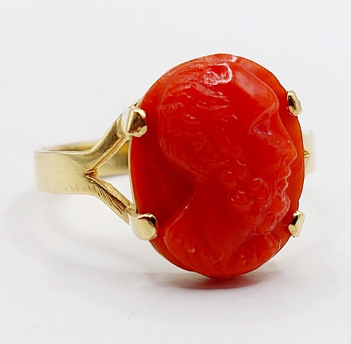 Anello vintage oro 18k - , cammeo