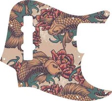 WD Custom Pickguard For Fender American Standard Jazz Bass #GT01 Koi Tattoo G...