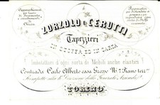 1800 ca TORINO Tappezzieri ZORZOLO e CERUTTI imbottitori mobili *Biglietto
