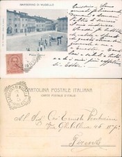 BARBERINO DI MUGELLO 1902,PIAZZA ANIMATA CON CARRETTO,CAVALLO & COCCHIERE-65649