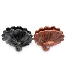 Coppia Portatovaglioli Pavone in Marmo Grigio Rosa Napkin holder Couple H.11cm