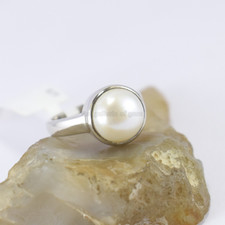 Anello da uomo in argento 925 con perle bianche 100% autentiche anello...