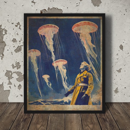 Vintage ufo jellyfish wall - vintage,