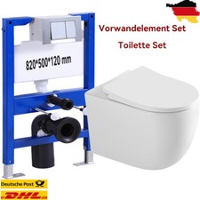 Elemento da parete 82 cm con pannello a pressione set I parete WC con sedile Softclose
