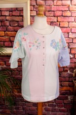 T-Shirt Vintage Originale Anni 80 90 Pastello Fiori Manica A Pipistrello S M