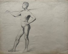 Disegni Symbolist Maschile Nudo Con Stab Studio Schizzo Circa 1900 #12 Antico