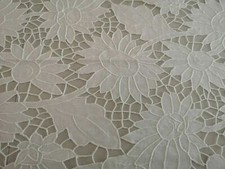 Elegante Tovaglia x12 puro lino con ricamo Intaglio e Punto Pieno a mano