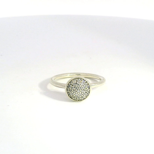 Anello pavè tondo argento - tondo,