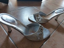 Sandali in pelle argento Nero Giardini con tacco comodo. Scatola originale  n.38