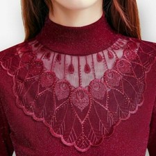 Maglia donna pizzo top rete