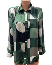 MAX&CO by MAX MARA taglia DE 38 - M camicia blusa top manica lunga verde nero ecrù
