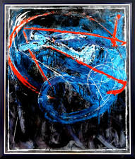 MARIO SCHIFANO-  SERIGRAFIA MATERICA NAVIGATORE NOTTURNO CM 120 X 100