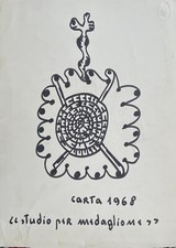 Sebastiano Carta progetto di medaglione, anni settanta Avanguardia autografo