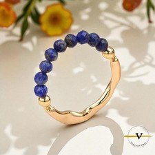 ANELLO DONNA CON PIETRE NATURALI LAPISLAZZULI E FASCIA IN BRASS REGOLABILE