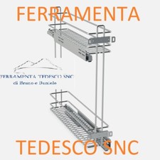 CESTELLO PORTABOTTIGLIE CARRELLO ESTRAIBILE A 2 CESTI PER MOBILE DA 150 MM 30 kg