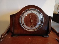 Antico Orologio Pendolo Da Tavolo In Legno Liberty Deco Westminster