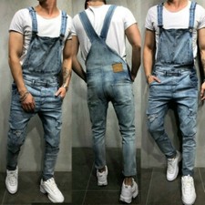 Salopette In Jeans Ripped Per