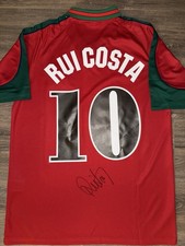 Maglia Home Rui Costa firmata a mano Portogallo Euro 1996 con prova esatta e certificato di autenticità