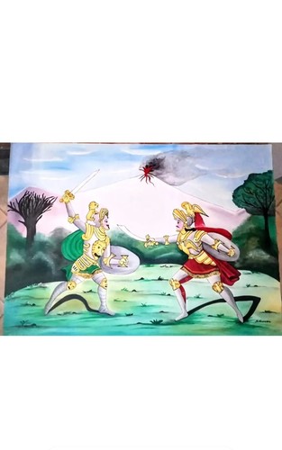 Tela con pupi siciliani - con,