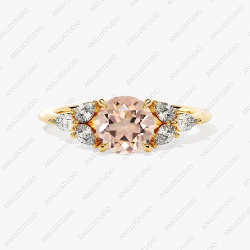 Anello morganite zirconi fine - anello,