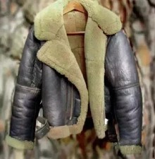 Giacca uomo B3 RAF marrone bomber volante pelliccia aviatore Irvin vera pelle shearling