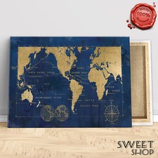 QUADRO MODERNO MAPPAMONDO MAP WORLD Stampa su Tela ALTA' QUALITA' ARTE ARREDO