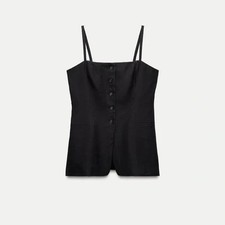 GILET TOP ZARA NERO LUNGO