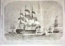 Vecchia stampa di navi dal giornale illustrato London news del 28 marzo 1857.