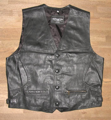 Gilet pelle nera uomo xl - nera,