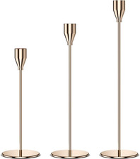 Set Di 3 Porta Candele Da Tavolo 33/28/22Cm, Portacandele Oro in Metallo, Candel