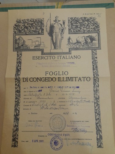 Esercito italiano foglio - italiano, di