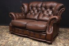 Bellissimo / Divano Sofa / fiore / inglese 2 posti / pelle marrone / leather