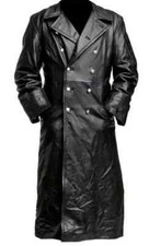Trench cappotto uomo tedesco classico ww2 uniforme ufficiale militare pelle nero