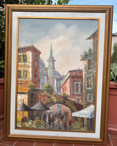 Dipinto olio tela - dipinto, "mercato