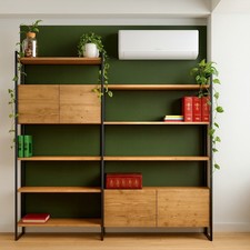 Libreria Scaffale Mobile in Legno Massiccio e Ferro – Design Industriale